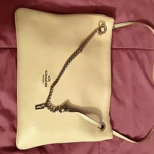 Coach Blush Pink Pebbled Leather 2 Way Crossbody Or Two Handles With Cha…